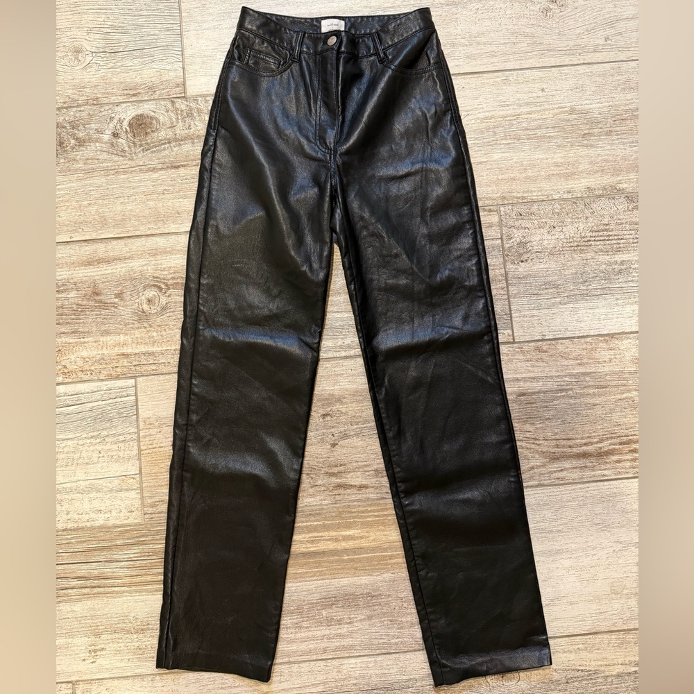 Aritzia Straight Leg Leather Pants